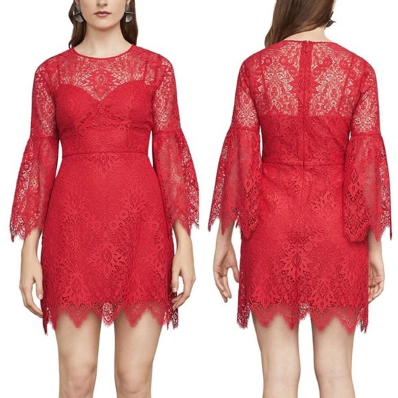 NEW" BCBG MAXAZRIA Daniella Lace Red Color Dress Size 8 $348 - Picture 1 of 4